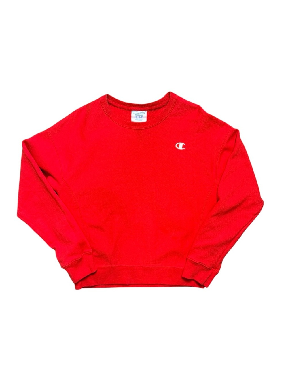 Champion Reverse Weave Red Crewneck Sweatshirt Medium Classic Logo - Picture 2 of 8